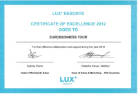 LUX* RESORTS Certificate of Excellence 2012